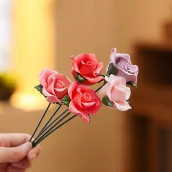 1 шт. Цветок ручной работы, украшение для дома, праздничный подарок, цветок, динамичная роза, керамический цветок