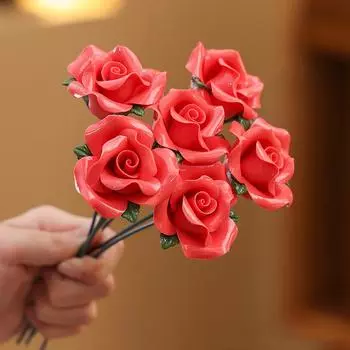 1 шт. Цветок ручной работы, украшение для дома, праздничный подарок, цветок, динамичная роза, керамический цветок