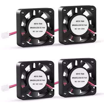 1 шт. DC 5 В/12 В/24 В охлаждающий вентилятор для 3D-принтера 40x40x10 мм Mini 4010 охлаждающий вентилятор с 2-контактным разъемом для экструдера Hotend процессорный кулер DC 12V чёрный
