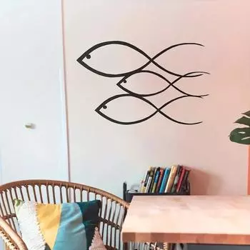 1 шт. Декор для гостиной - настенное искусство в виде черной рыбы из металла, подвесное украшение из морского железа светло-серый