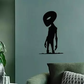 1 шт. Декор на тему пришельцев - Очаровательные настенные художественные украшения для гостиной в помещении, черный классический с металлическим настенным креплением светло-серый