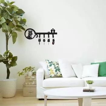 1 шт. Декоративный настенный железный держатель ключей, стильная стойка для ключей для дома или офиса чёрный
