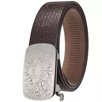 1 шт. деловой ремень из коровьей кожи с рисунком беззубца аллигатора, первый слой, мужская пряжка из титана, беззубец, пряжка Ly39-35746-8 110-130CM