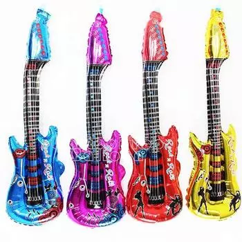 1 шт., день рождения, свадьба, фестиваль, алюминиевая пленка, гитара, воздушный шар, реквизит для вечеринки, надувной стержень красный