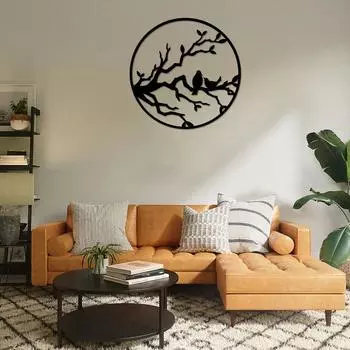 1 шт. Дерево жизни настенное искусство влюбленные птицы на ветке дерева металлическое настенное искусство для внутреннего и наружного использования гостиная/украшение дома чёрный