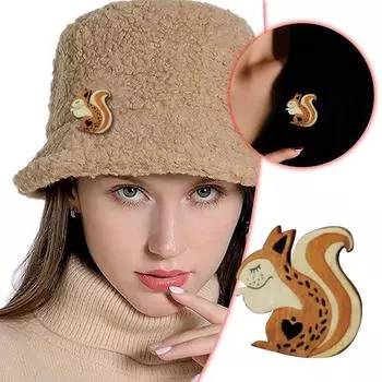 1 шт. деревянная брошь с резьбой в виде животного, булавка, деревянная брошь с мультяшным животным, креативная женская брошь в стиле ретро, зажим для шали, подарок для девочки для свитера One Size