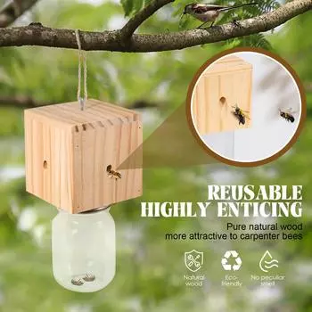 1 шт. деревянная ловушка для пчел из плотника для улицы, лучшая ловушка для пчел, природная подвесная ловушка для пчел из плотника, пластиковая банка для улицы One Size
