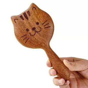 1 шт. Деревянная расческа-массажер для кожи головы в форме кошки, Массажный инструмент, Уменьшает выпадение и спутывание, Натуральная деревянная ручка, Легко чистить,