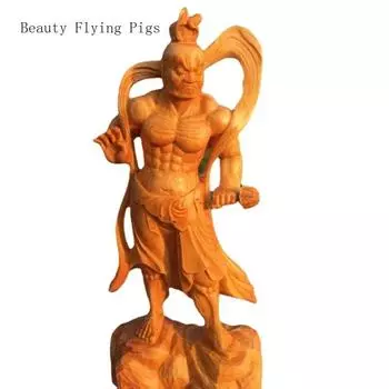 1 шт. Деревянная резьба, новый подарок для дома, украшение дома, привлечение богатства и сокровищ, чтобы отогнать злых духов, подавляя дома 12cm