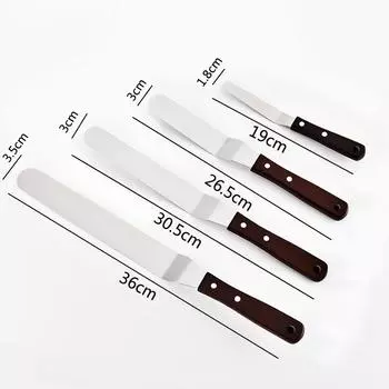 1 шт. Деревянная ручка 4/6/8/10 дюймов нож для крема торт лопатка кухонная выпечка украшения торта инструменты высококачественный разглаживатель масла нержавеющая сталь уникальный 4 inches Bend