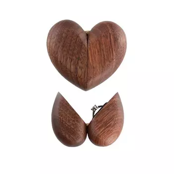 1 шт. деревянная шкатулка для кольца в форме сердца, винтажная шкатулка для обручальных колец, шкатулка для хранения ювелирных изделий, подарок на годовщину свадьбы и день святого Валентина чёрный