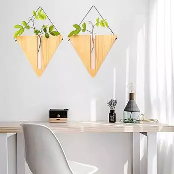 1 шт. деревянная стойка для цветов, украшение для дома, блюдо для разведения, текстура дерева, ваза для пробирок, украшение на стену, настенное крепление, подвесное 23*20.5