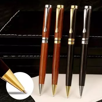 1 шт. деревянная вращающаяся шариковая ручка, 1,0 мм, высококачественная офисная ручка для подписи, гладкое письмо, ручка с нейтральными чернилами, подарочная ручка для подписи