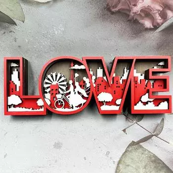1 шт. Деревянные 3D поделки ко Дню святого Валентина романтическое украшение ко Дню святого Валентина LOVE орнамент деревянный подарок ко Дню святого Валентина без гирлянды 1PC