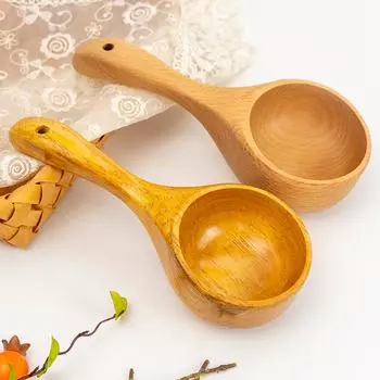 1 шт. Деревянные ложки, большая натуральная деревянная ложка для супа, половник, совок для воды, совок для риса, посуда ручной работы, кухонные гаджеты 02