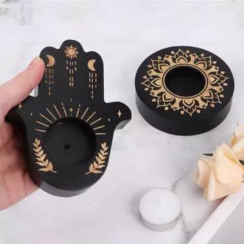 1 шт. деревянные подсвечники для спальни, черного цвета, для медитации, арт-центра, деревенское украшение для дома, учеба, гадание, студия йоги, подсвечник