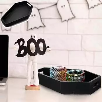 1 шт. Деревянный готический ящик для хранения гробов, настольный поднос для хранения в стиле привидения, подвесной ящик для хранения косметики, украшение на Хэллоуин чёрный