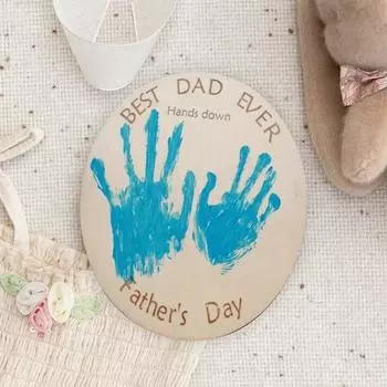 1 шт. Деревянный круглый декор на День отца, праздничные сувениры для детей, самодельные отпечатки рук и ног 8in/20cm