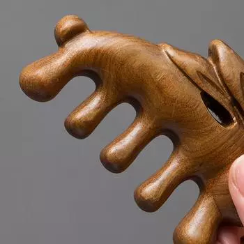 1 шт. Деревянный массажер сандаловое дерево кролик массажная расческа головка меридиан гуа ша релаксация кожи головы акупунктурная терапия гребень с широкими зубцами Golden sandalwood