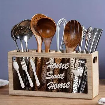 1 шт. деревянный ящик для хранения ножей и вилок, ящик для хранения кухонных столовых приборов, бытовая клетка для хранения столовых приборов с 4 отделениями, кухонное хранение и хранение