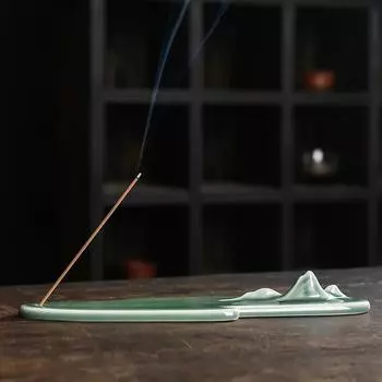 1 шт., держатель для благовоний, цвет селадон, зеленая керамика, ручная работа, держатель для благовоний, курильница, домашний декор, дзен, медитация, йога, украшение