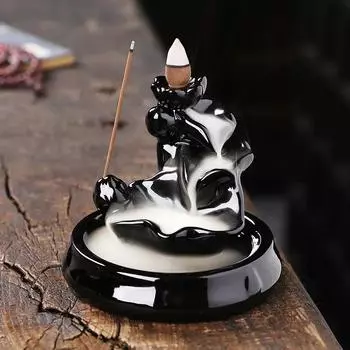 1 шт., держатель для благовоний, курильница с обратным потоком, керамический фонтан с дымом в виде лотоса, благовония, домашний декор для стола в стиле дзен