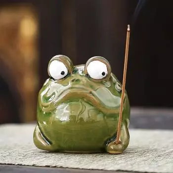 1 шт. держатель для благовоний, украшение для медитации, статуэтка животного, креативная керамическая забавная подставка для благовоний, лягушка, дзен-украшение