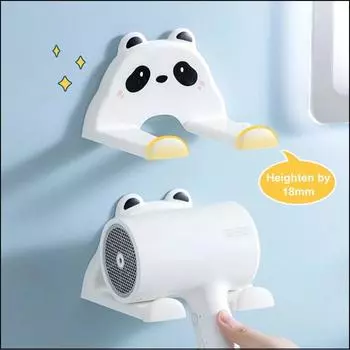 1 шт., держатель для фена с изображением панды, крючок для фена, органайзер для ванной комнаты, аксессуары, настенная стойка для хранения вентилятора белый