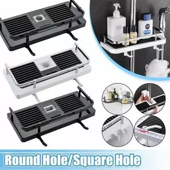 1 шт. держатель для хранения душевой полки для ванной комнаты полки для шампуня подставка без сверления подъемный стержень держатель для душевой лейки стойка органайзер Round Hole чёрный