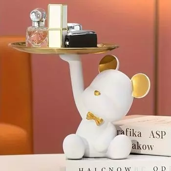 1 шт., держатель для ключей с милым медведем, поднос для хранения в прихожей, украшение для дома, держатель для ключей, держатель для свадебного подарка белый