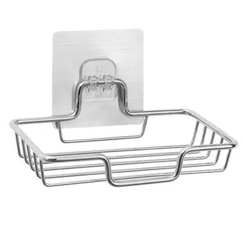 1 шт. держатель для мыльницы без дрели, настенный держатель для хранения, полый тип, мыльница, губка, аксессуары для ванной комнаты серебряный