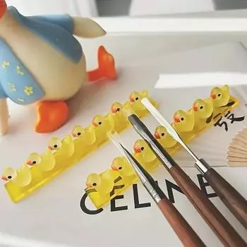 [1 шт. Держатель для ногтей в виде утки без запаха] Милый держатель для кисточек для ногтей в виде утки желтого цвета - без запаха, органайзер для инструментов и аксессуаров для маникюра и педикюра, мультяшный, 1 шт.