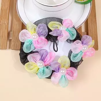 1 шт. Держатель для пучка волос с цветком для девочек, Чехлы, Цветочные аксессуары для волос, Съемная сетка для волос, Головной убор, Сетка для покрытия пучка волос