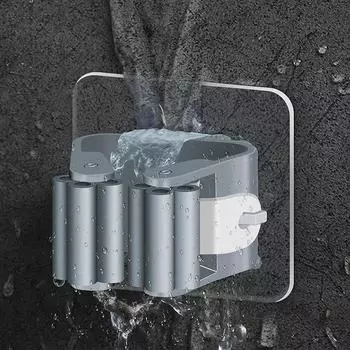 1 шт. Держатель для швабры, бытовая стойка для хранения, настенные крючки на липучке, вешалка для щеток, зажим для туалетной швабры 6x6cm серый