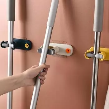 1 шт., держатель для швабры, настенный держатель для швабры, бытовой клей, вешалка для хранения метлы, крючок для швабры, стойки, органайзер для кухни и ванной комнаты бежевый