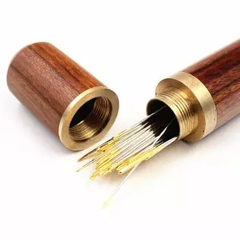 1 шт., держатель для швейных игл «сделай сам», трубка для хранения, деревянная коробка, чехол для ручных игл, кожаный вязаный контейнер для игл с вышивкой чёрный