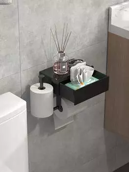 1 шт. держатель для туалетной бумаги с ящиком для хранения, черный, с полкой для хранения, усовершенствованный дизайн ящика, диспенсер для туалетной бумаги, стойка для хранения в ванной Drawer G