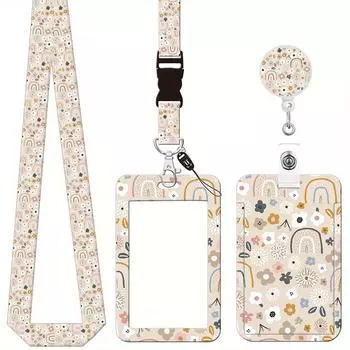 1 шт. держатель для удостоверения личности с вытяжным шнурком - модные держатели для удостоверения личности с вытяжным шнурком - мягкое волокно, прочная пряжка для ключа, кошелька