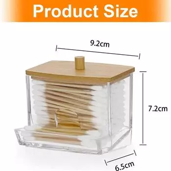 1 шт. держатель для ватных палочек, диспенсер для ватных палочек с бамбуковыми крышками, бамбуковые банки для хранения в ванной, контейнеры для хранения, прозрачный пластик белый