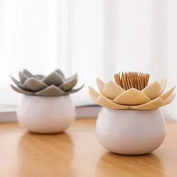 1 шт., держатель для ватных палочек с цветочным узором, контейнер для хранения, органайзер для зубочисток, трубка с пылезащитным чехлом, пластиковая коробка для хранения зубочисток серый