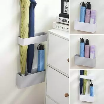 1 шт. Держатель для зонта, противоскользящая стойка для хранения, практичная бытовая регулируемая пластиковая полка для выщелачивания, настенная B серый