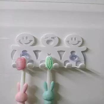 1 шт. держатель для зубной щетки настенный присоска 5 позиций милый мультяшный смайл наборы для ванной комнаты аксессуары для ванной комнаты белый