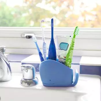 1 шт. держатель для зубной щетки с изображением кита из мультфильма, милый держатель для зубной щетки из силикона для ванной комнаты, многофункциональная стойка для хранения зубной щетки и зубной пасты, белый