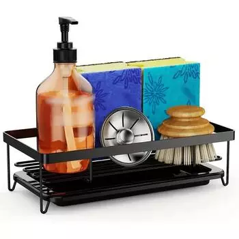 1 шт. держатель губки для кухонной раковины, органайзер для кухонной мойки Caddy, держатель губки для кухонной мойки со съемным поддоном для капель для столешницы
