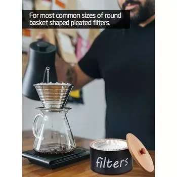 1 шт. Держатель кофейного фильтра, деревянная корзина для кофейного фильтра с крышкой для хранения различных фильтровальных бумаг, чайных пакетиков, кофейных зерен