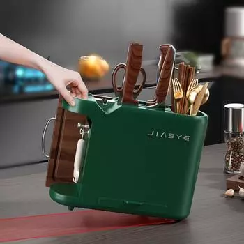 1 шт. держатель кухонного ножа, держатель разделочной доски, клетка для ножа и вилки, встроенная стойка для хранения с держателем шлифовального камня белый