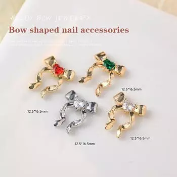 1 шт. детали бабочки детали ленты украшения ленты для ногтей подвески банты фигурки для ногтей банты кавайные подвески аксессуары для ногтей серебряный