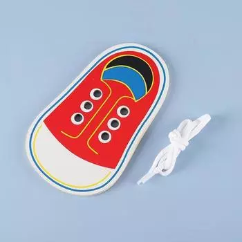 1 шт дети милая деревянная обувь пазлы игрушки дети Монтессори раннее обучение галстук шнурки пазлы деревянные бусины шнуровочная доска