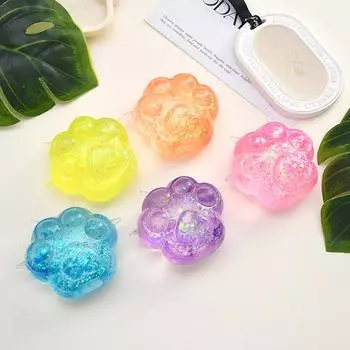 1 шт., детская антистрессовая мягкая игрушка Tpr с медленным отскоком и блестками, эластичная сжимающая цветная кошачья лапка, декомпрессионные игрушки