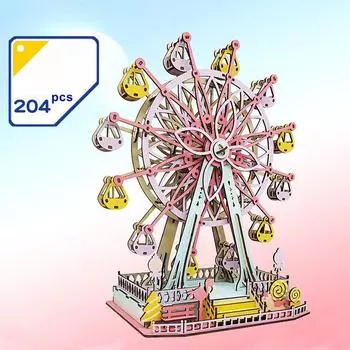 1 шт. Детская девочка Сделай сам Ручная работа 3D Трехмерный пазл Деревянная модель Колеса обозрения Сборная развивающая игрушка Деревянная